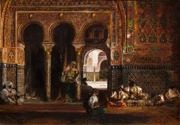 Haremscène, vijf vrouwen, ca. 1880 (Olieverf op doek)
