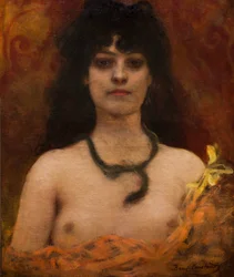 Oriëntalistisch portret van een naakte vrouw, ongedateerd. (Olieverf op doek)