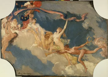 Schets voor de banketzaal van het stadhuis van Parijs: De stad Parijs nodigt de wereld uit voor haar feesten