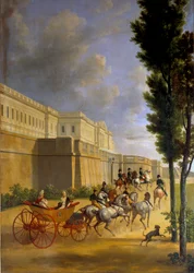 Vertrek van Napoleon (1769-1821) en Marie Louise (1791-1847) voor de jacht in Compiegne in 1811. Schilderij door Joseph Bidault (1758-1846) 1811
