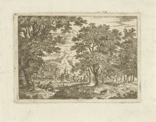 Landschap met stenen gebouw