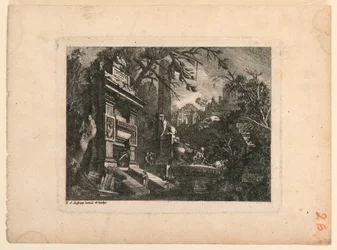 Architectonische Fantasie met Graf en Ruïnes, Plaat uit "Rovine Inventione de Giovan. Loren, Legeay Architet. Intagliate da lui stesso in Luce 1768"