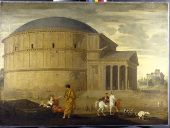 Capriccio uitzicht op het Pantheon met de tempel van Vespasianus