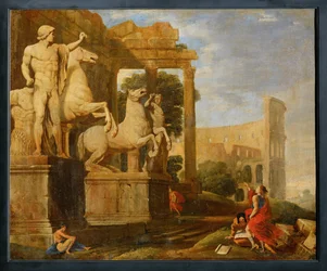 Landschap met de Dioscuri ... (schilderij op doek)