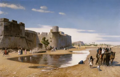 Een Arabische Karavaan buiten een Versterkte Stad, ca. 1895