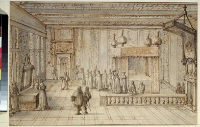 De kamer van koning Lodewijk XIV (1638-1715) in Versailles