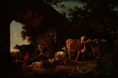 Dieren komen uit de schuur
