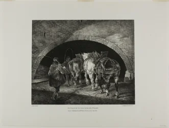 Ingang tot de Adelphi Wharf, plaat 11 uit Various Subjects Drawn from Life and on Stone (De Engelse Suite)