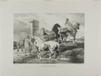 Paarden die naar een kermis gaan, plaat 3 uit diverse onderwerpen getekend uit het leven en op steen (De Engelse Suite)