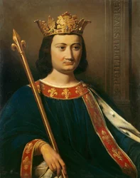 Portret van Filips IV de Schone (1268 - 1314), koning van Frankrijk. Schilderij van Jean-Louis Bezard (1799-1881).