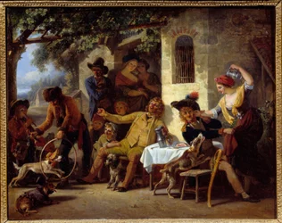 Saltims voor een herberg Schilderij door Jean Louis Demarne (1744-1829) 1823 Grenoble, Musee des Beaux Arts
