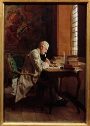 Een dichter. Schilderij van Ernest Meissonier (1815-1891)