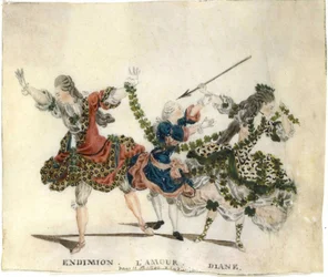 Kostuumontwerp voor het ballet Endymion door Gaetano Vestris, 1773-1778