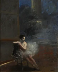 Zittende danseres