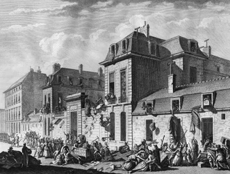Franse revolutie: plundering van het hotel de Castries, rue de Varenne in het 7e arrondissement van Parijs