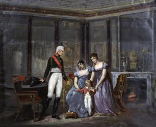 Keizerin Joséphine stelt haar dochter Hortense en haar kleinzoon Louis-Napoléon voor aan tsaar Alexander