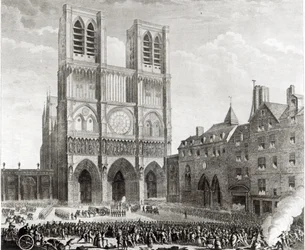 Thomas de Mahy (1744-90) Markies van Favras maakt eervolle amends voor Notre-Dame, gegraveerd door Pierre Gabriel Berthault (1737-1831) 1790