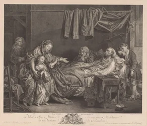 Familie rond een ziekbed