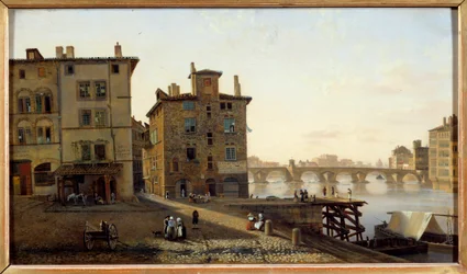 Gezicht op de oude visserswijk in Lyon