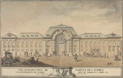 Zicht op het Hôtel des Fermes Générales du Tabac