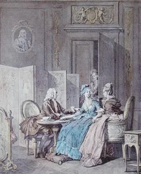 De zwangerschapsverklaring, 2e helft 18e eeuw, gegraveerd door Pietro Antonio Martini (1739-97)