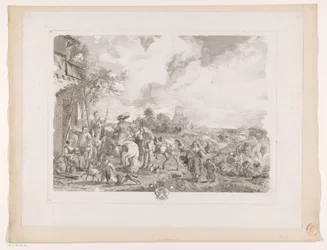 Reizigers voor een herberg
