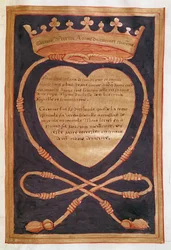 Fol. 61r Het Gekroonde Hart van Moed, uit het Verslag van de Begrafenis van Anne van Bretagne, 1515