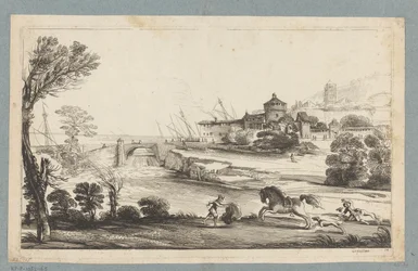 Landschap met gevallen ruiter (Prenten naar tekeningen uit het kabinet Jabach)