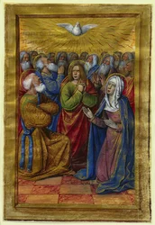 Miniatuur uit een Getijdenboek: Pinksteren, ca. 1500