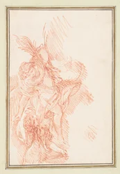 Figuur met bladeren en putto