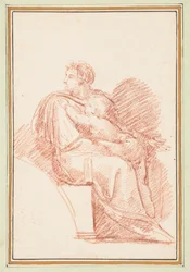 Josiah met Jechoniah in zijn armen, voorouders van Christus uit het plafond van de Sixtijnse Kapel door Michelangelo