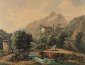 Italiaans landschap: De abdij en de religieuzen, late 1800s-1900s