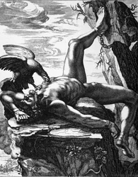 Geketende Prometheus - in Schilderijen van de tempel van de Muzen van De Marolles. Parijs