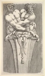 Ontwerp voor een term met twee Bacchische figuren, uit: Curieuses recherches de plusieurs beaus ..., 1645