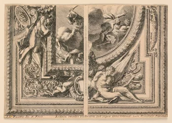 Blad met Twee Ontwerpen voor Plafonddecoraties, uit 