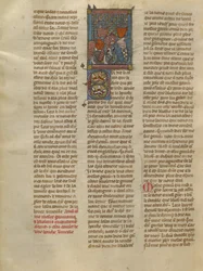 Gauvain en Blioberis ontmoeten een ridder met een rood schild