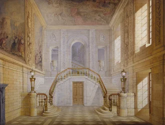 Ontwerp voor een trap in de Painted Hall, Chatsworth