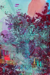 Abstract Glitch-landschap