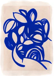 Blauw, abstract bloemmotief