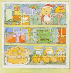 Kerstkast interieur (aquarel)