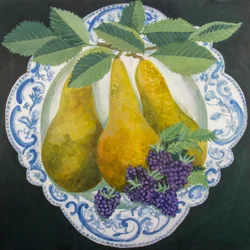 Peren op een bord, 2018 (acryl op doek)