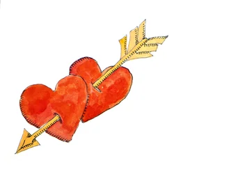 Twee harten - pijl, 2011 (aquarel)