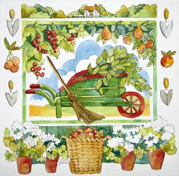 Kruiwagen - tuinrand, 2012 aquarel