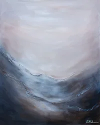 Mistige oceaanhorizon
