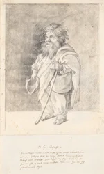 De Romeinse dwerg Francesco Ravai, genaamd Bajocco. Hele figuur, driekwart profiel naar links