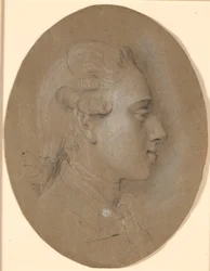 Frederik de zesde als jonge kroonprins. In profiel naar rechts