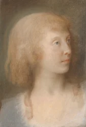 Portret van Anna Barbara Damkier, driekwart profiel naar links