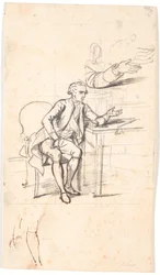 Studie voor het Holmskiold-familieportret uit 1787: geheime raad. Theodor Holmskiold zittend aan een tafel