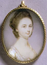 Portretminiatuur van een dame in een witte jurk, ca. 1780-85