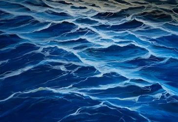 Blauwe zee, 2020 (tempera op papier)